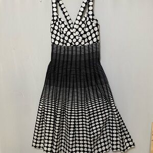 Calvin Klein Black and White Fit and Flare Midi Dress
